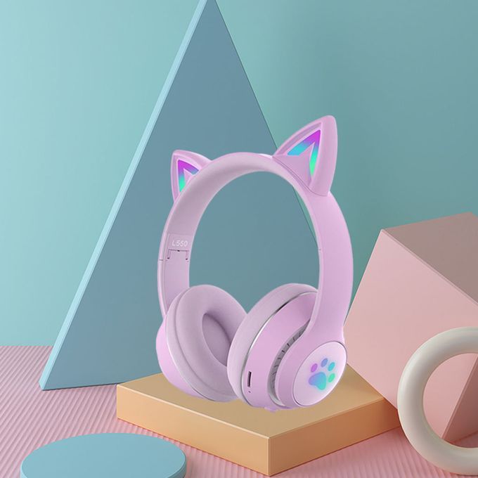 LED Bluetooth Gaming Headset Wireless Headphones FM Player Kid Purple