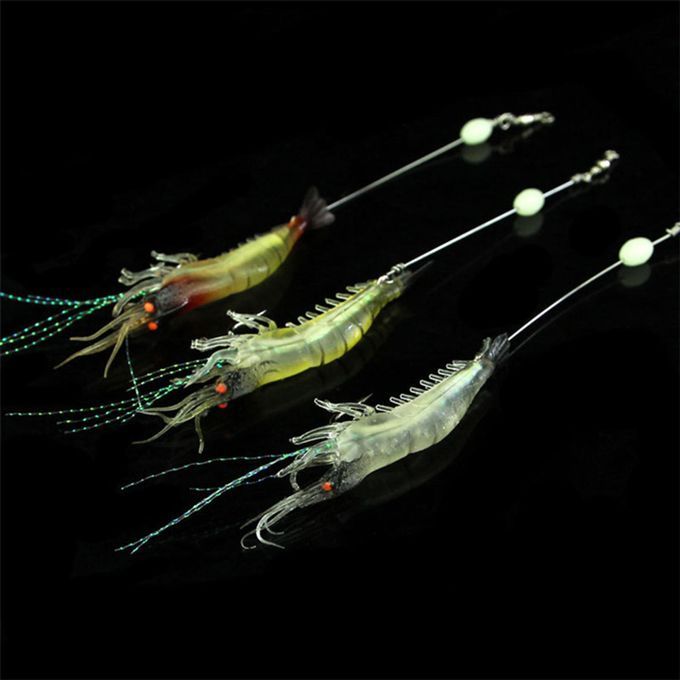 3x Shrimp  Bait  Simulation Prawn Saltwater Hook Clear