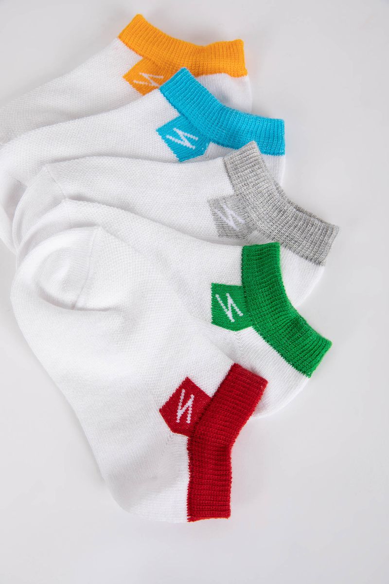 5 Piece Boy Casual Low Cut Socks - White