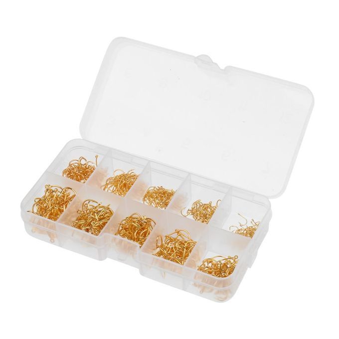 600pcs 10 Sizes 3# -12# Steel  Hooks W/ Hole   Box