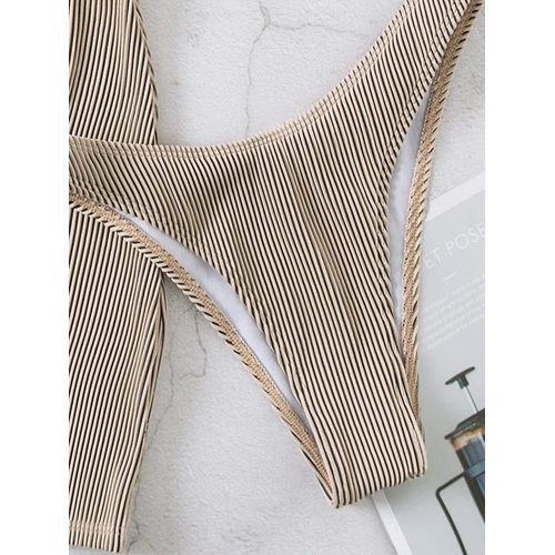 SheIn Women's 3 Pcs Textured One Shoulder Push Up Underwired