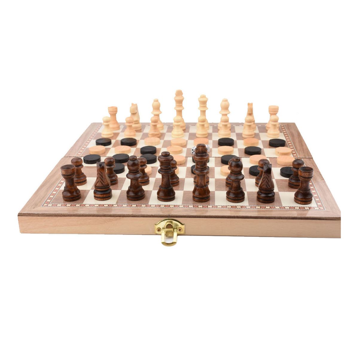 Folding Wooden Three-in-one Suit Chess Board Solid Wood