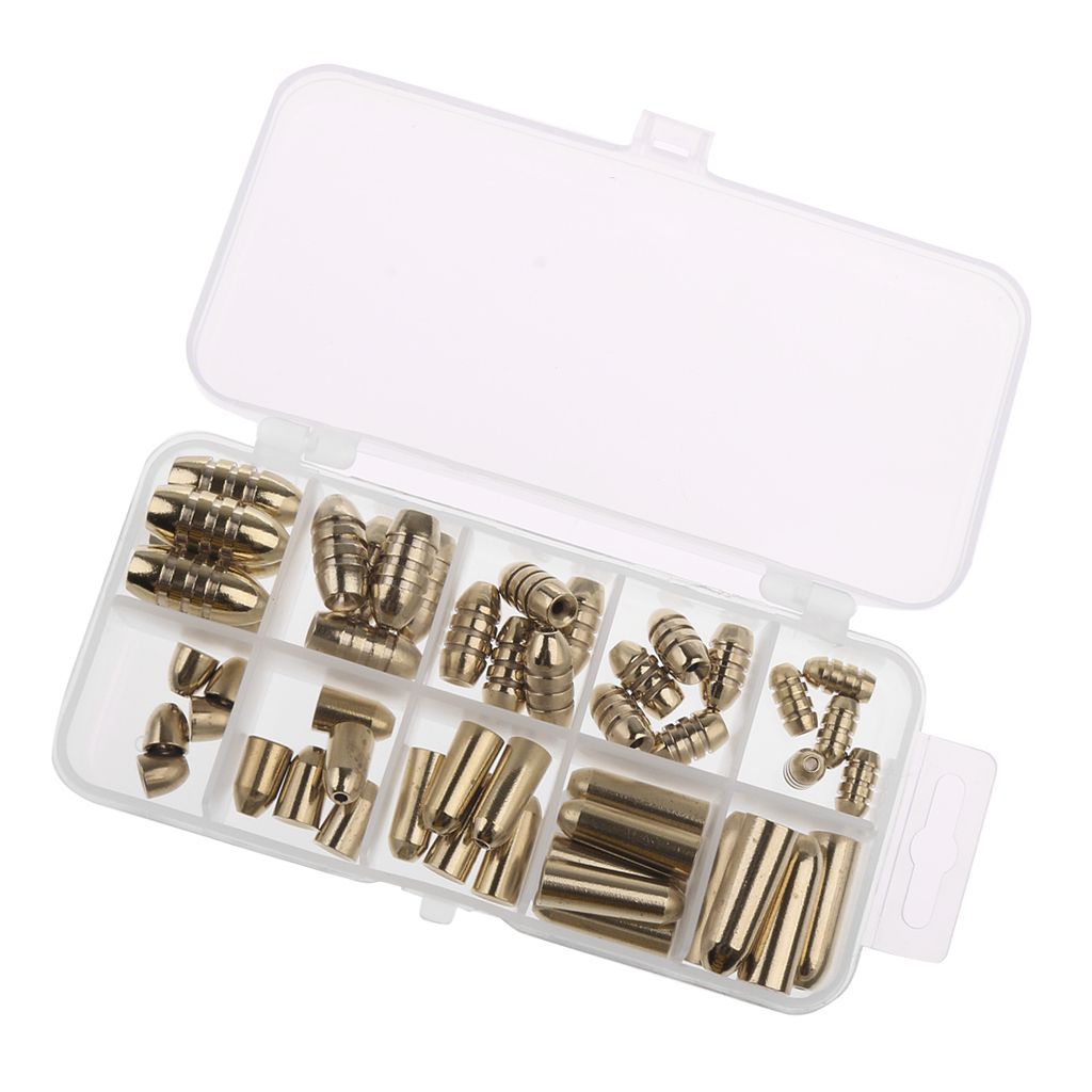 50 Pieces Bullets Shape Brass  Tackles Box Set