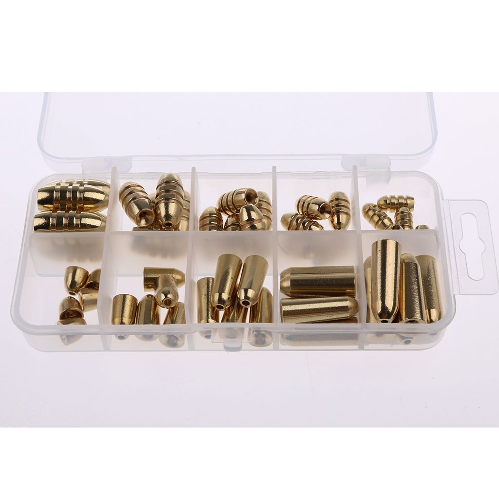 50 Pieces Bullets Shape Brass  Tackles Box Set