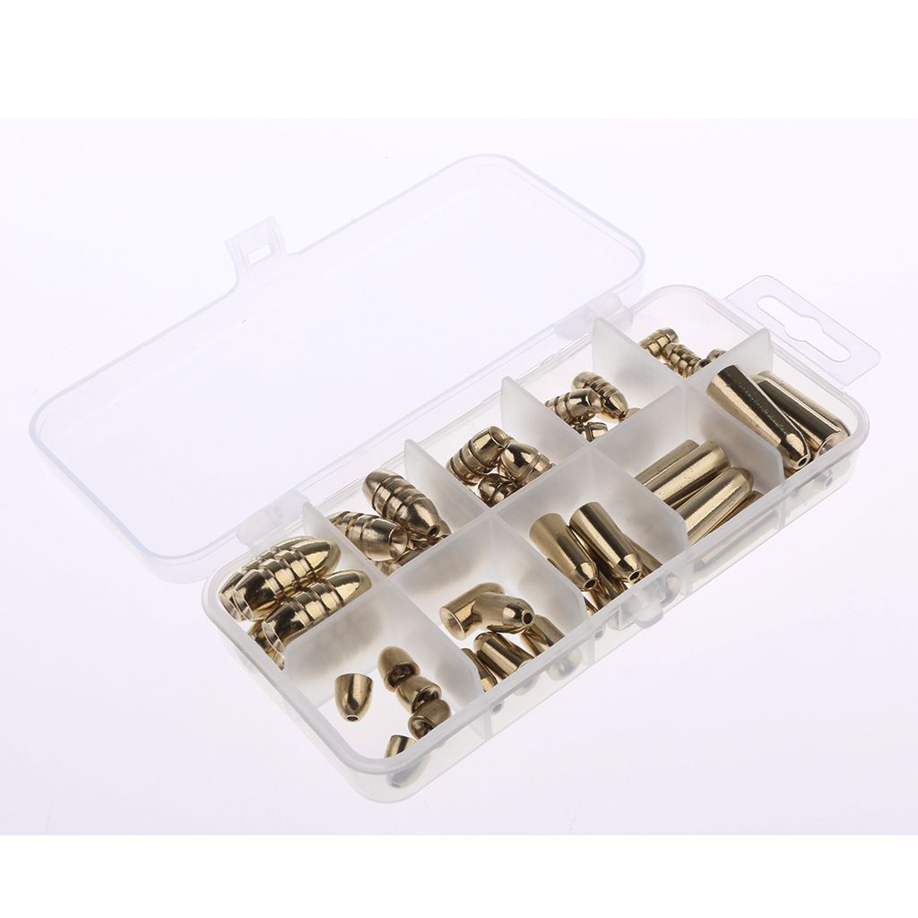 50 Pieces Bullets Shape Brass  Tackles Box Set