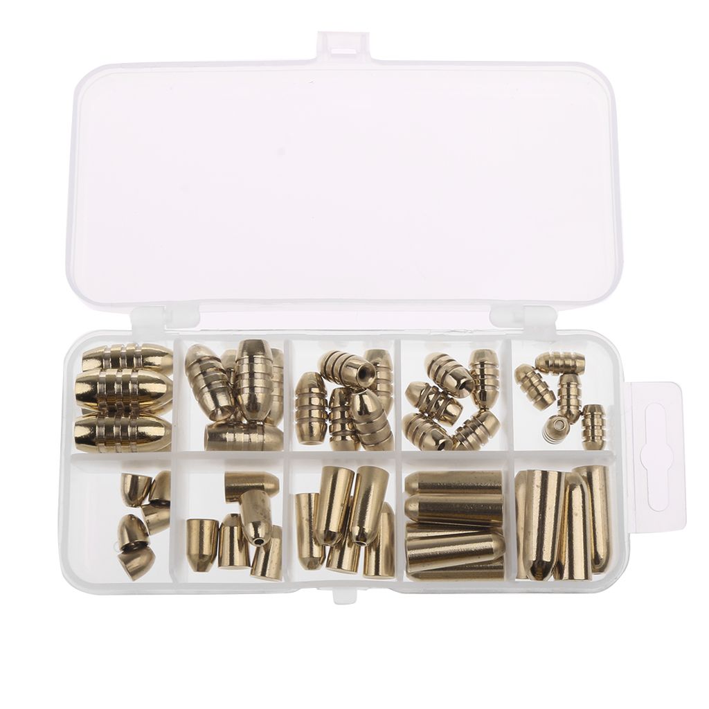 50 Pieces Bullets Shape Brass  Tackles Box Set