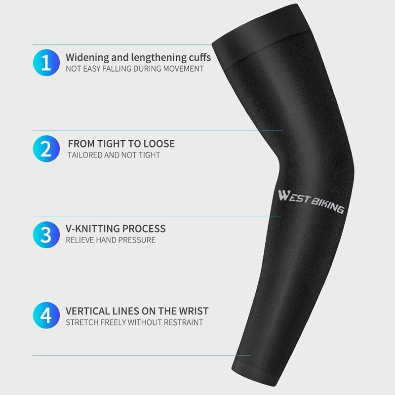 WEST BIKING Summer Cool Arm Sleeves Ice Silk Quick Dry Running Fishing Travelling Cycling Sun Protection Sleeve Long Arm Cover