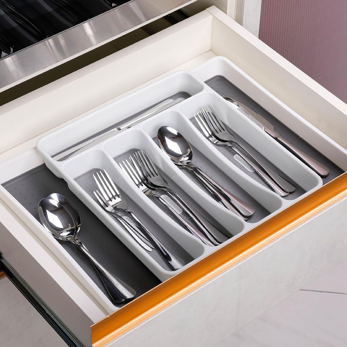 Storage Tray Box For Cutlery Spoon Storage Partition Box For Drawer
