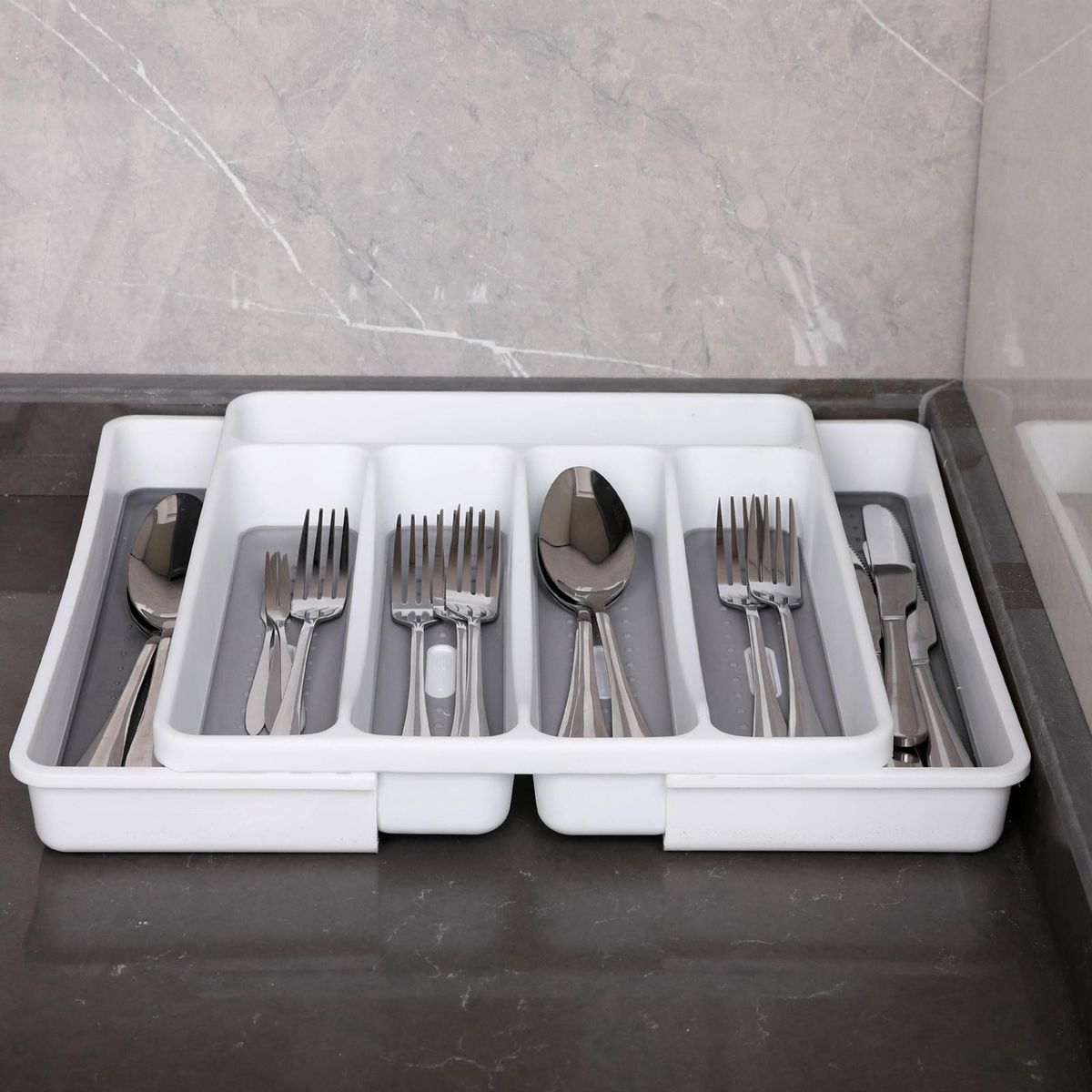 Storage Tray Box For Cutlery Spoon Storage Partition Box For Drawer