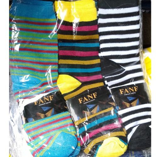 5 Pair Stripe Luxury Cotton Socks . Multicolor