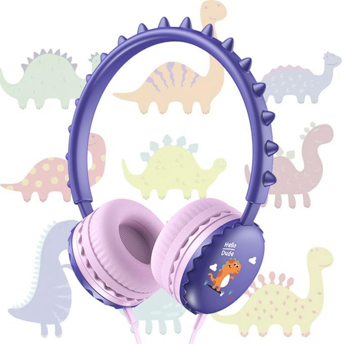 Kids Wired Headphones Built-In Microphone Adjustable For Child Purple