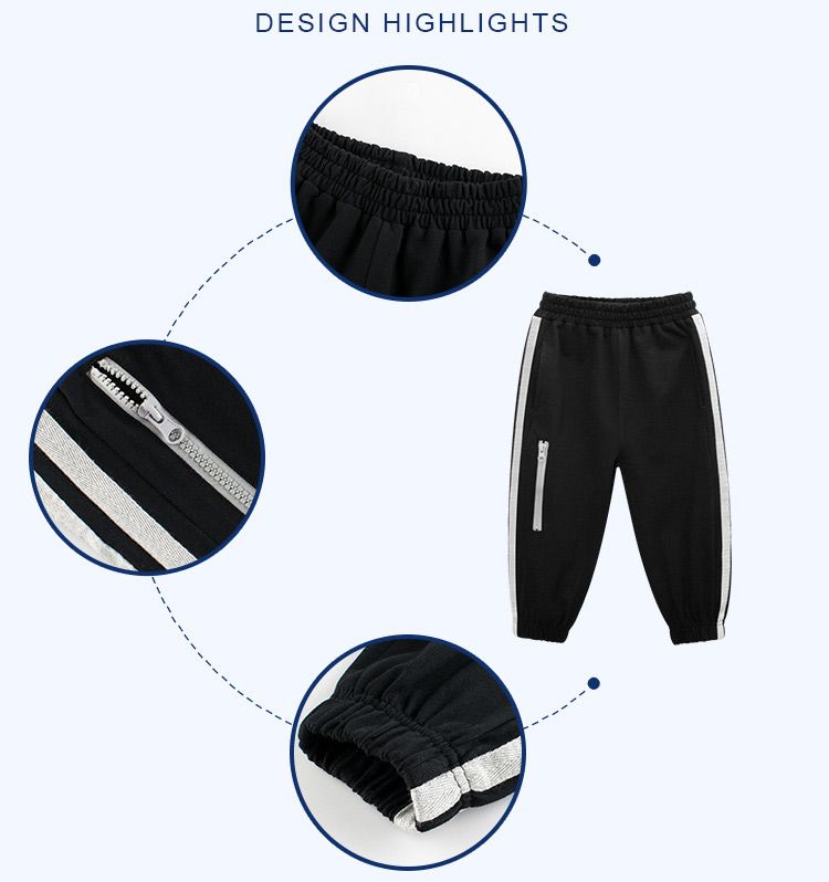 100% Cotton Kids Boys Casual Pants-Navy Blue