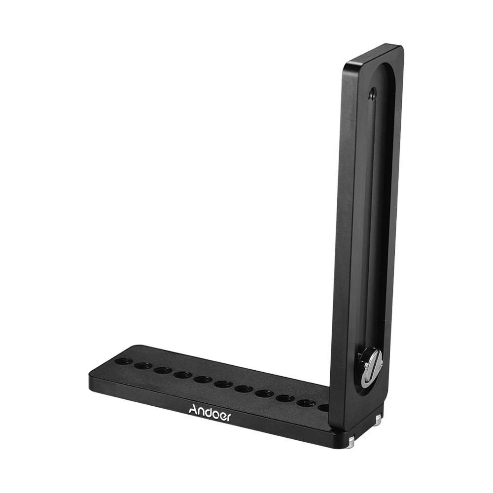 Andoer Aluminium Alloy Universal L-Shape Plate Bracket Camera Holder with 1/4 Inch Screw Mount Vertical Video Recording for Tripods Stabilizer Ballhead