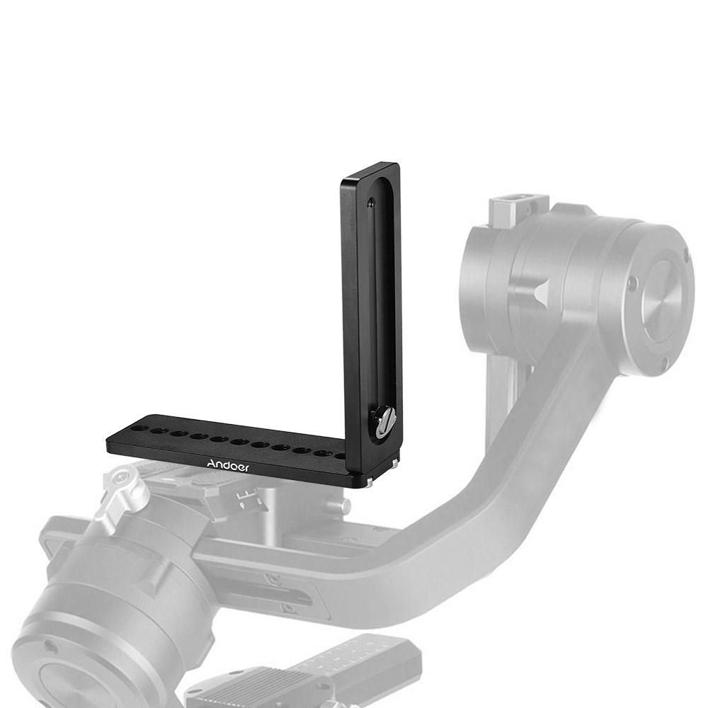 Andoer Aluminium Alloy Universal L-Shape Plate Bracket Camera Holder with 1/4 Inch Screw Mount Vertical Video Recording for Tripods Stabilizer Ballhead