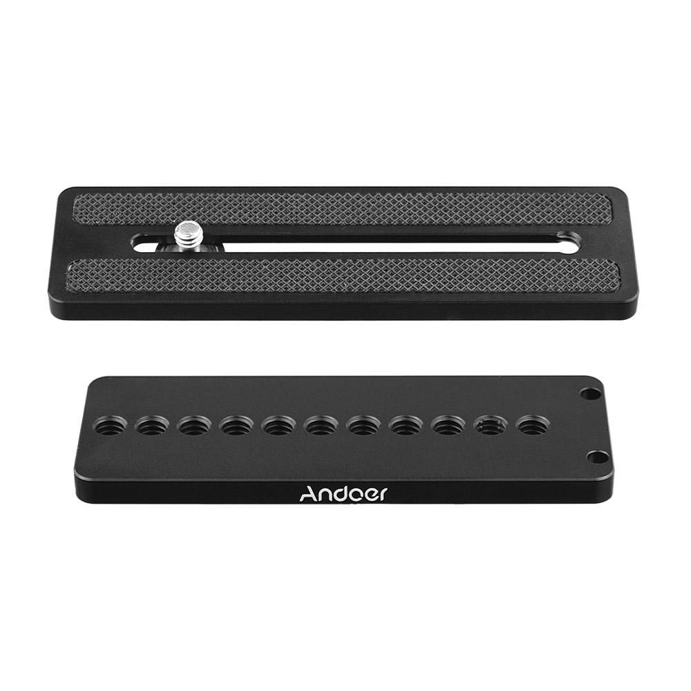 Andoer Aluminium Alloy Universal L-Shape Plate Bracket Camera Holder with 1/4 Inch Screw Mount Vertical Video Recording for Tripods Stabilizer Ballhead
