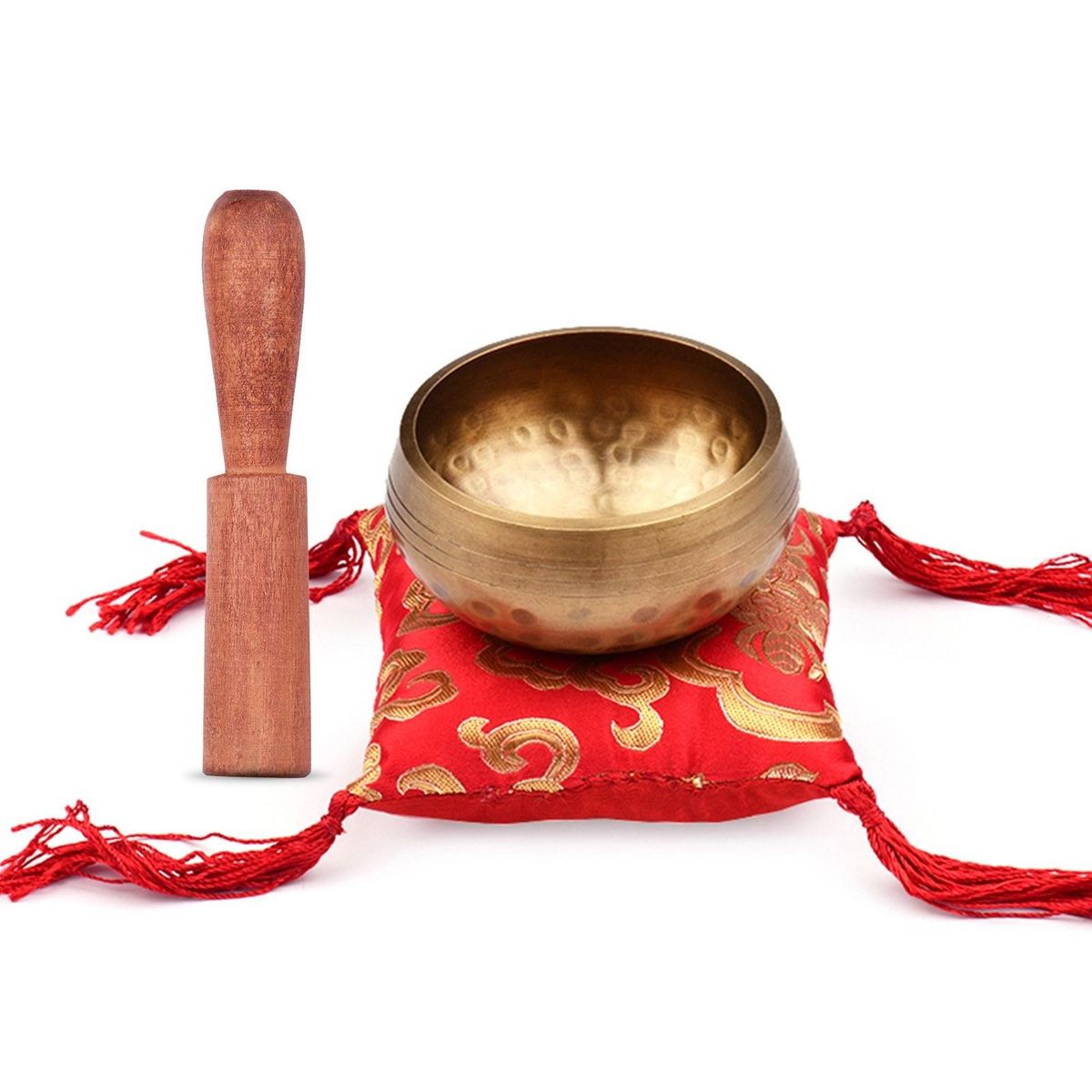 Tibetan Singing Bowl Set With 8cm/3inch Handmade Metal Sound Bowl & Soft Cushion & Wooden Striker For Meditation Sound Chakra Healing Yoga Relaxation