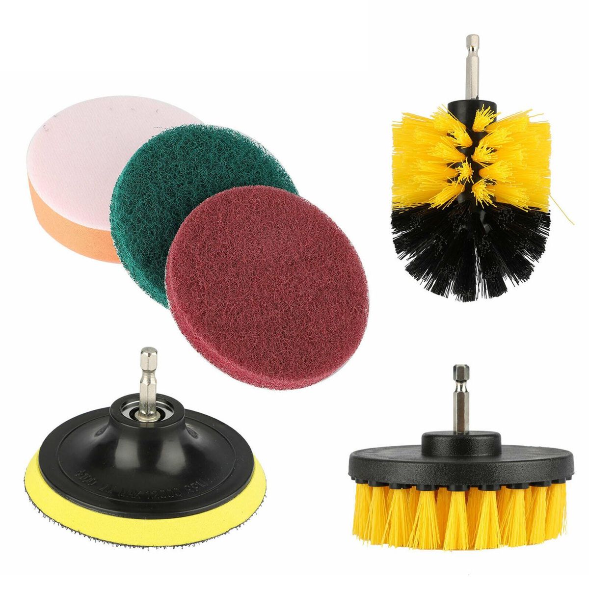 6Pcs Scrub Drill Brush Multi-purpose Kit Power Drill Cleaning Attachments All Purpose Deep Clean