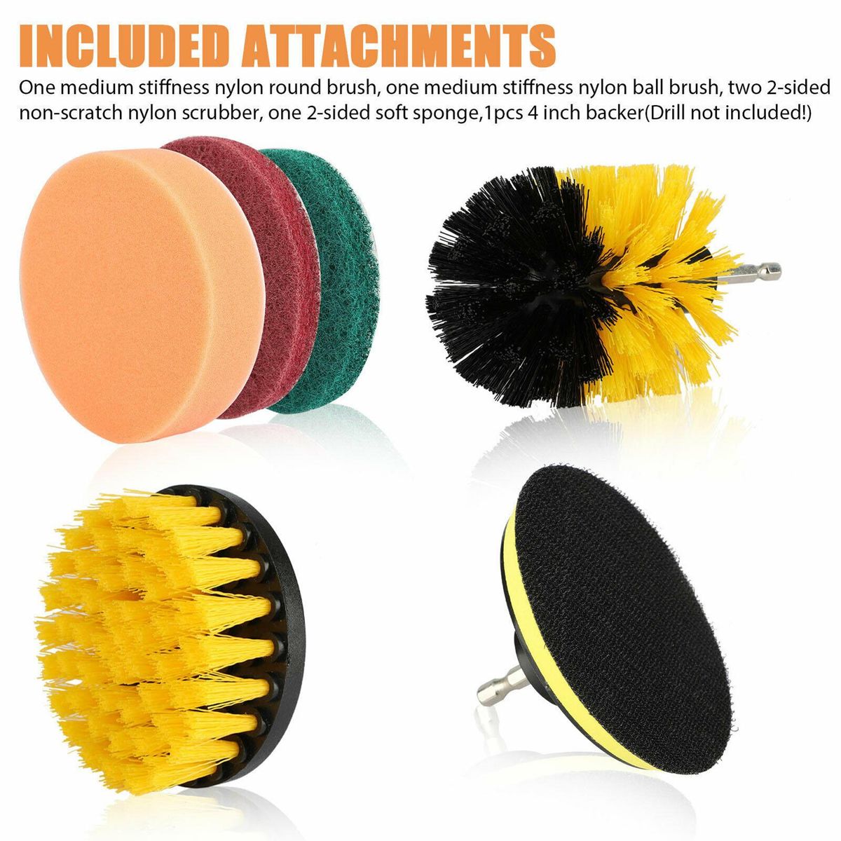 6Pcs Scrub Drill Brush Multi-purpose Kit Power Drill Cleaning Attachments All Purpose Deep Clean