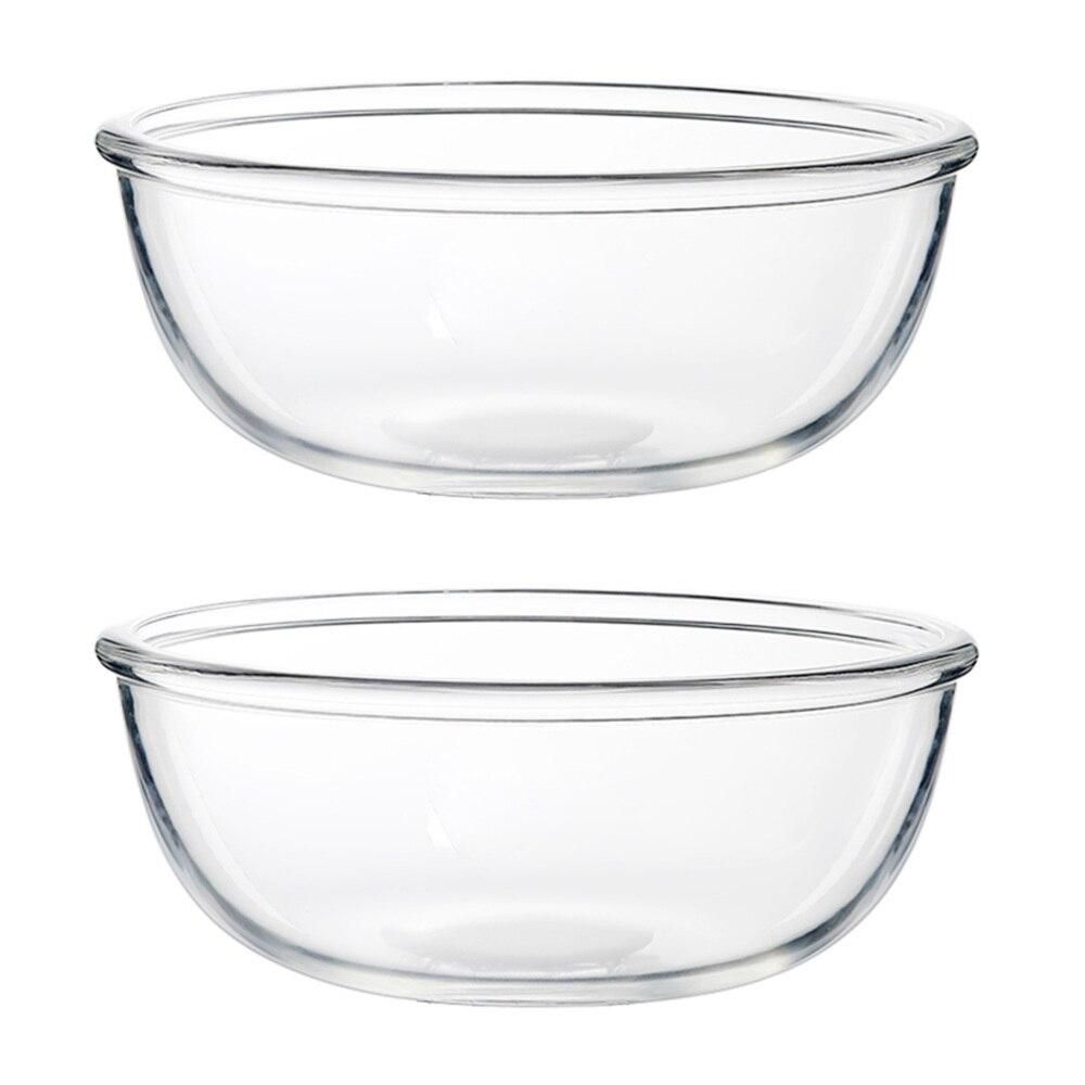 2pcs 800ml Household Glass Bowls Dessert Bowls Salad Bowls Kitchen Tablewares (Transparent)