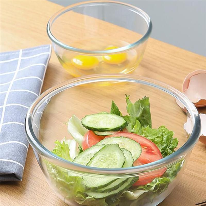 2pcs 800ml Household Glass Bowls Dessert Bowls Salad Bowls Kitchen Tablewares (Transparent)