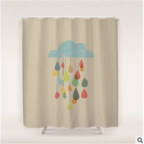 Sage Blue Nordic Modern Bathroom Fabric Shower Curtain Cloud