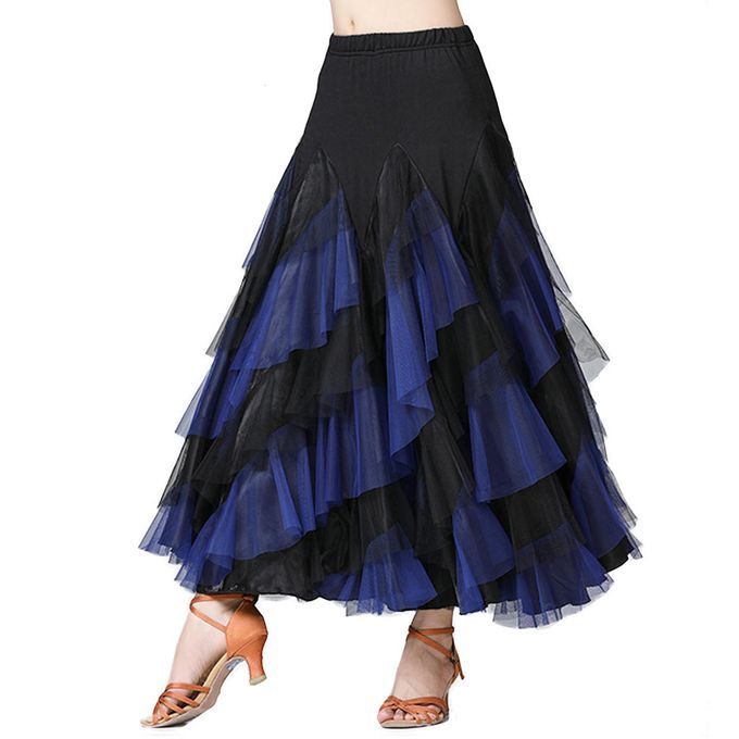 Flamenco Ballroom Waltz Dance Big Swing Skirt Women Black Royal Blue