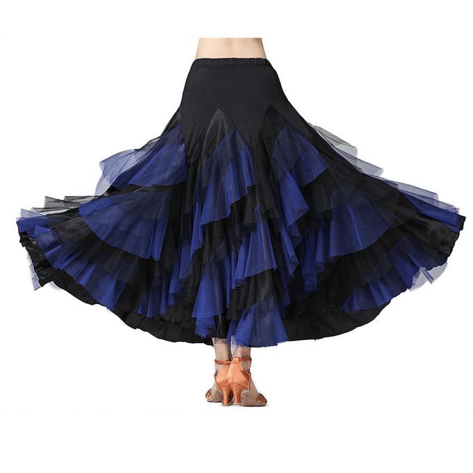Flamenco Ballroom Waltz Dance Big Swing Skirt Women Black Royal Blue