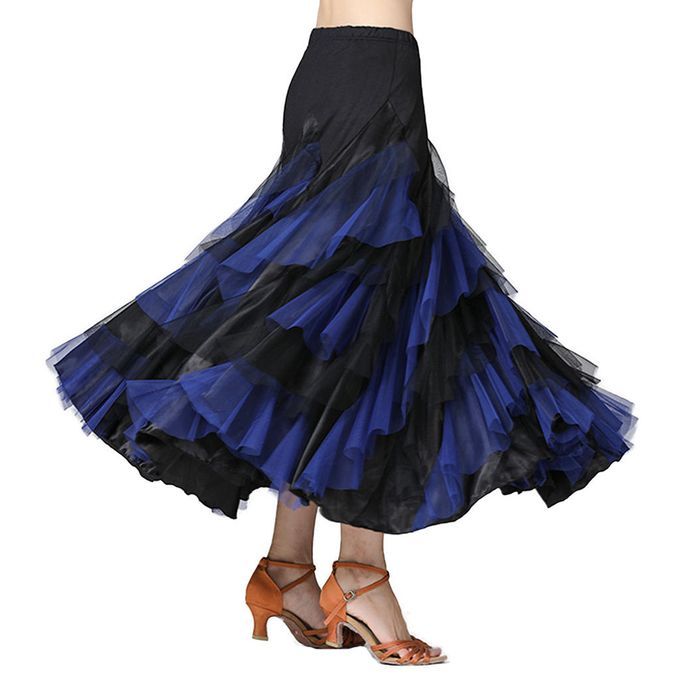 Flamenco Ballroom Waltz Dance Big Swing Skirt Women Black Royal Blue