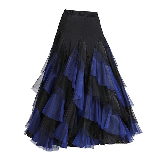 Flamenco Ballroom Waltz Dance Big Swing Skirt Women Black Royal Blue