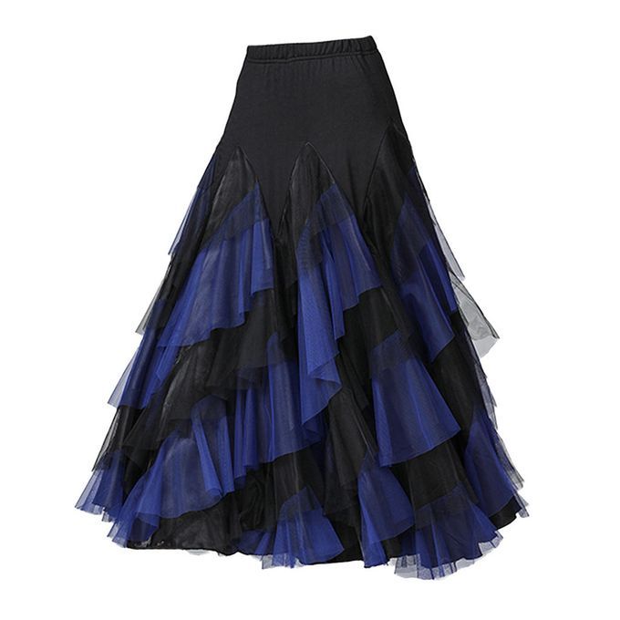 Flamenco Ballroom Waltz Dance Big Swing Skirt Women Black Royal Blue