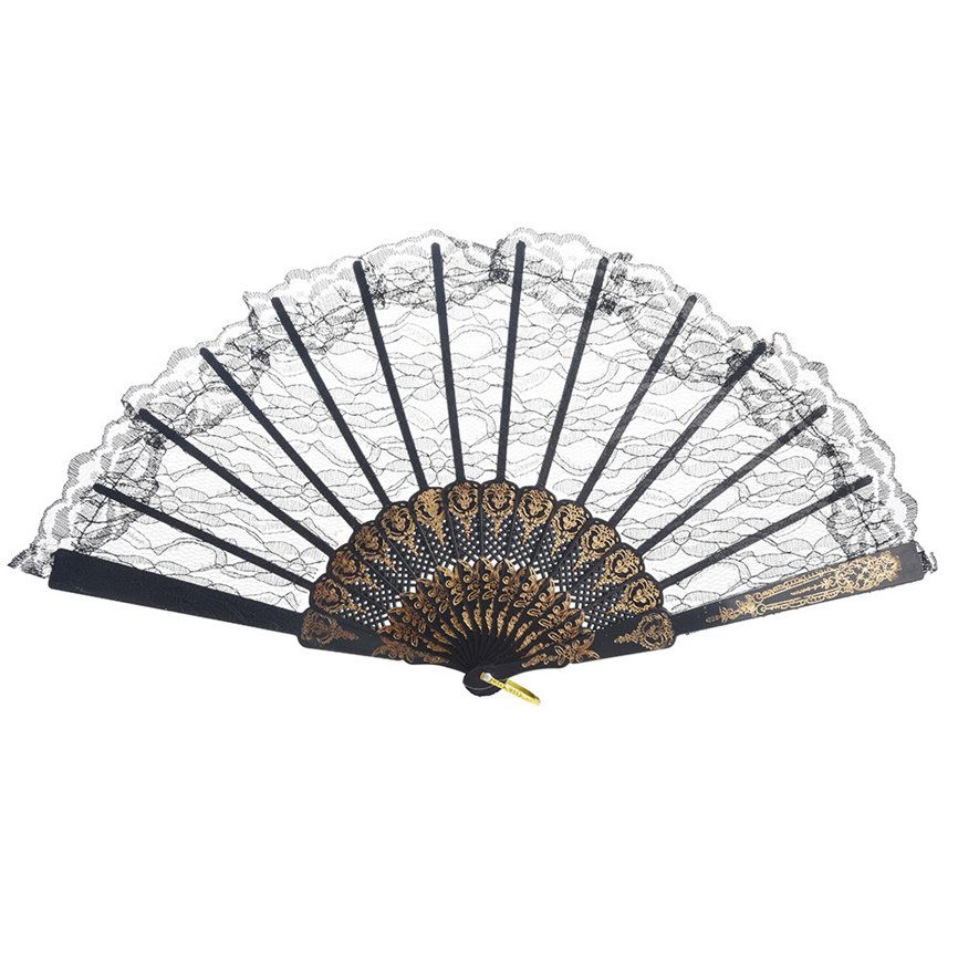 Pcs Wedding Dropshipping 2018 Dance Held Style Chinese Lace Folding Fan Decor 1 Folding Party Fan Hand