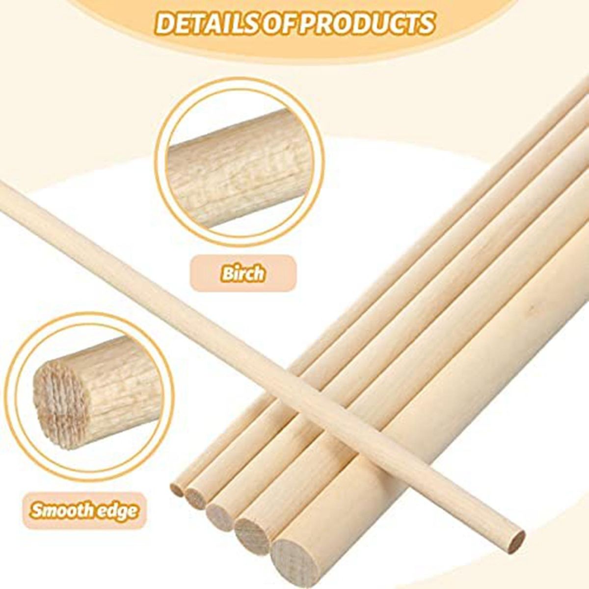 100 Pieces Dowel Rods Wooden Dowel Rod Craft Wood183161451638X6Inch Sticks for Crafting DIY Wedding Ribbon Wand