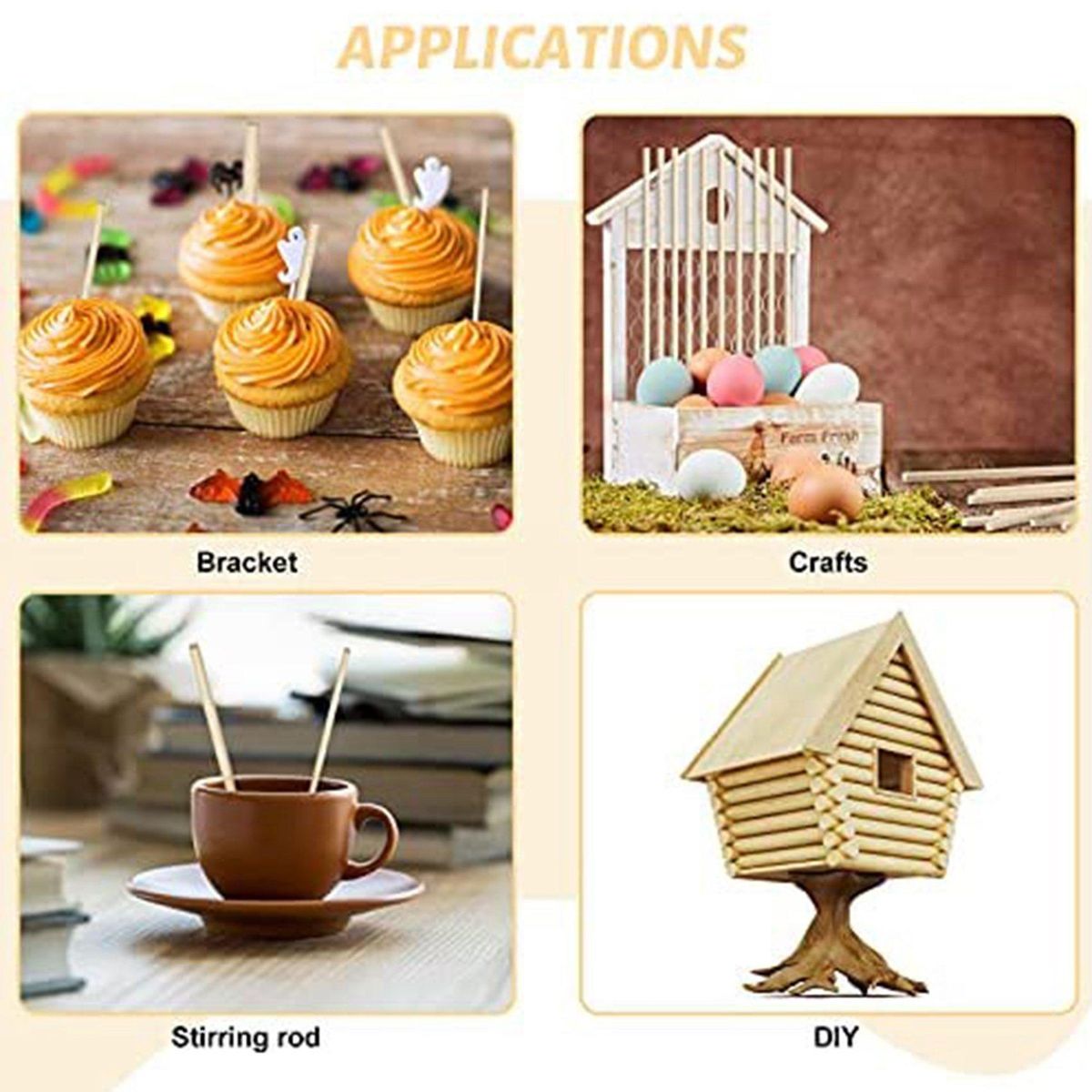 100 Pieces Dowel Rods Wooden Dowel Rod Craft Wood183161451638X6Inch Sticks for Crafting DIY Wedding Ribbon Wand