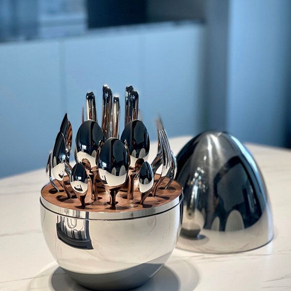 24 Pieces/ Set Of Luxury Egg Shape Cutlery (silver)