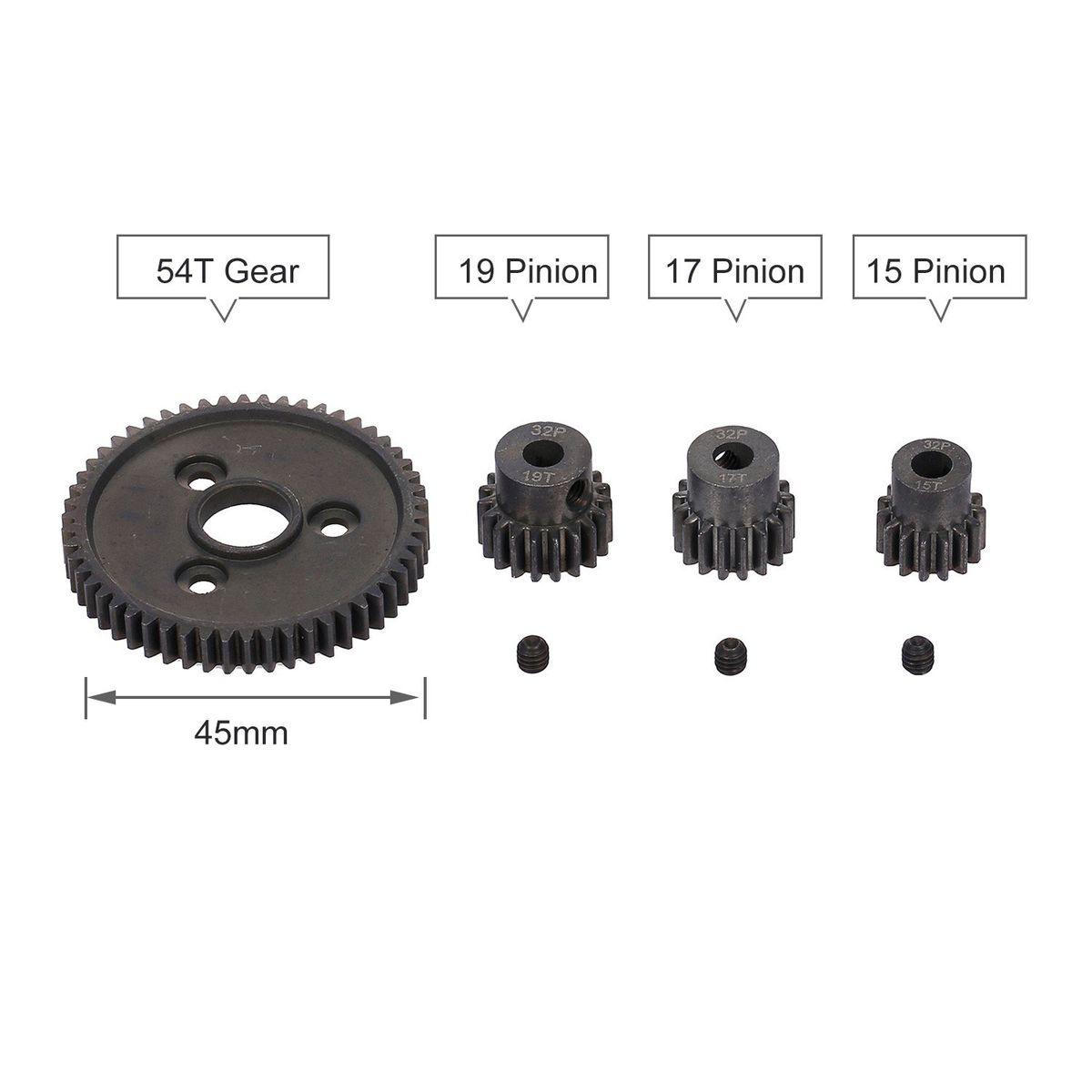 Heavy Duty Hardened Steel Spur 54T Gear With 15T/17T/19T