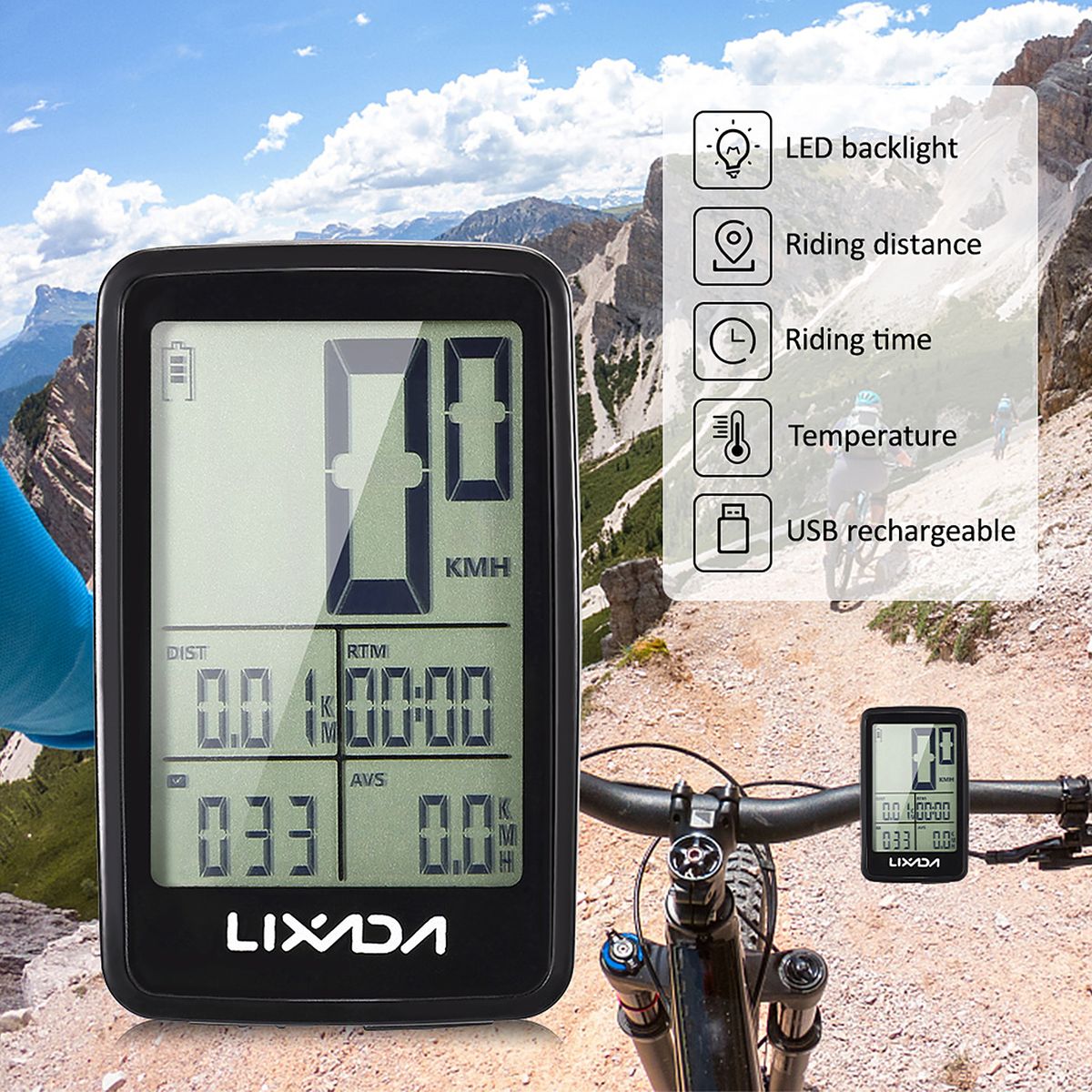 USB Rechargeable Wireless Bike Cycling Computer