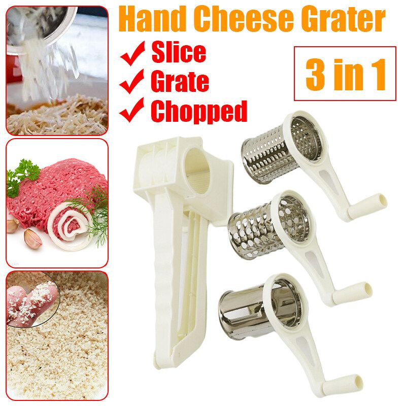 Rotary Hand Cheese Grater Slicer Stainless Steel Handheld Kitchen Tool