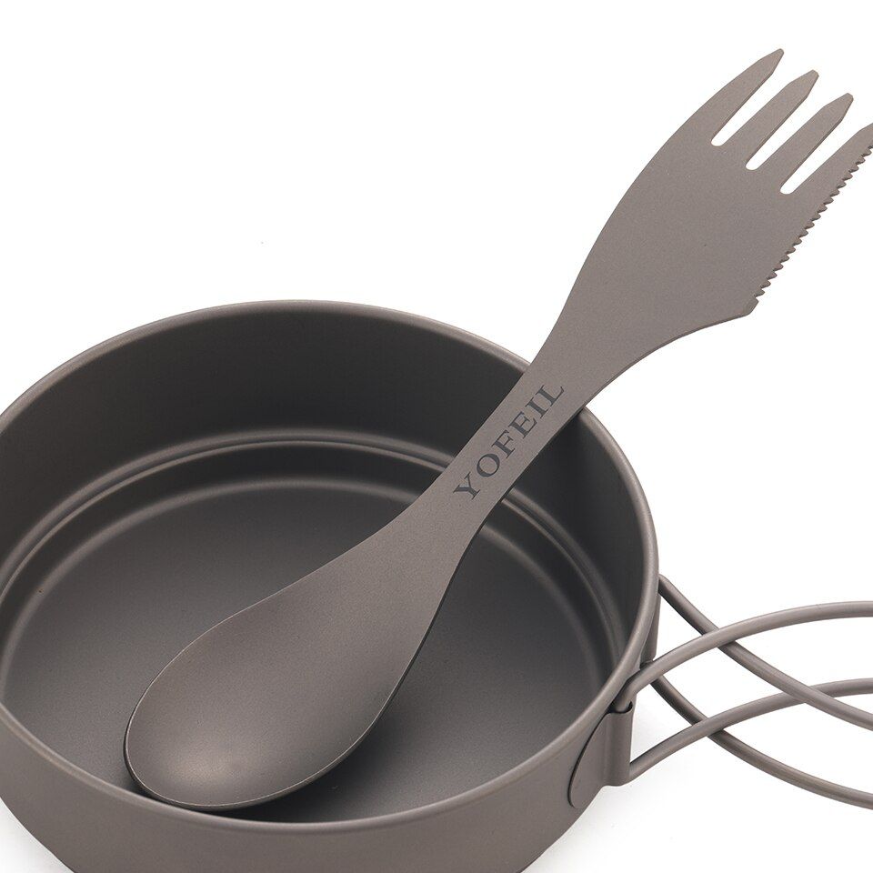 Camping Titanium Spoon Fork Three In One Ultralight Titanium Tableware Camping Outdoor Spork