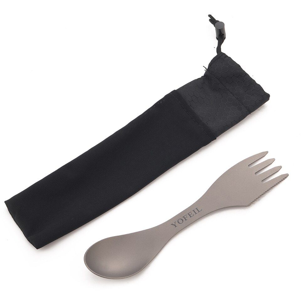 Camping Titanium Spoon Fork Three In One Ultralight Titanium Tableware Camping Outdoor Spork