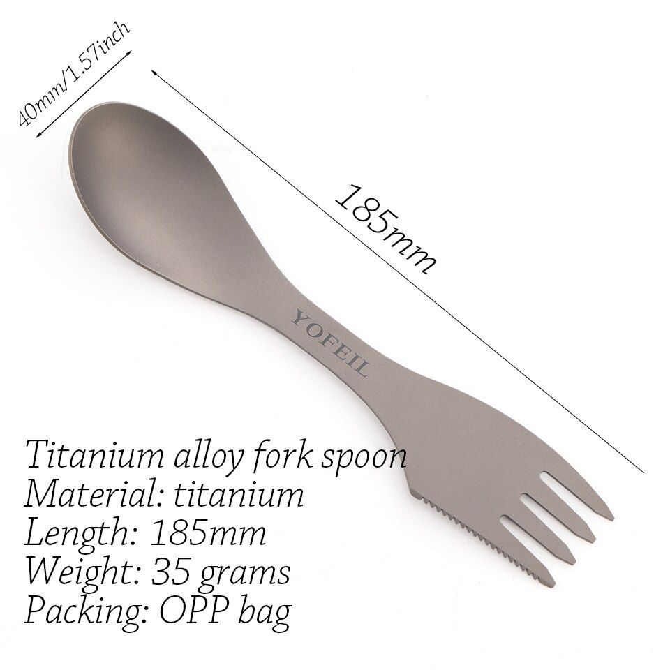 Camping Titanium Spoon Fork Three In One Ultralight Titanium Tableware Camping Outdoor Spork