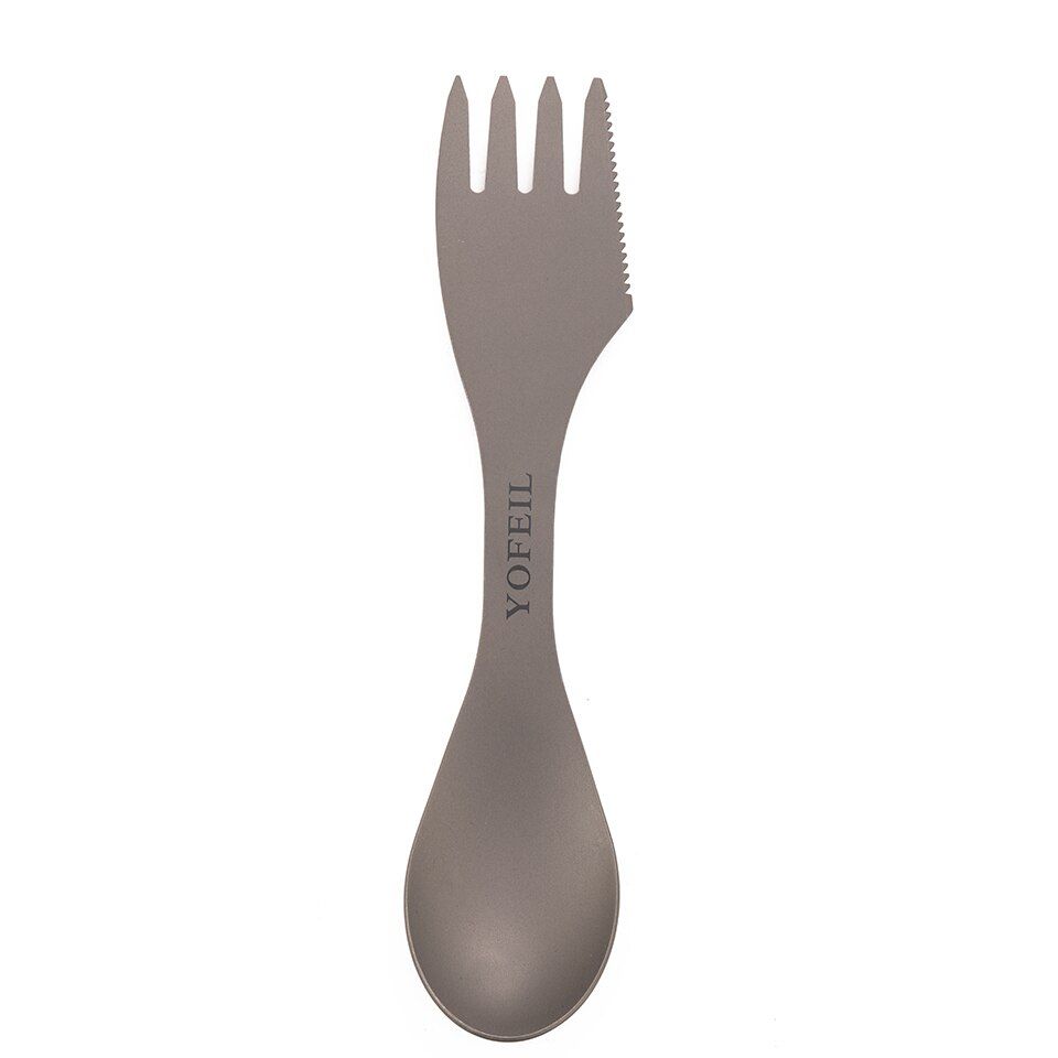 Camping Titanium Spoon Fork Three In One Ultralight Titanium Tableware Camping Outdoor Spork
