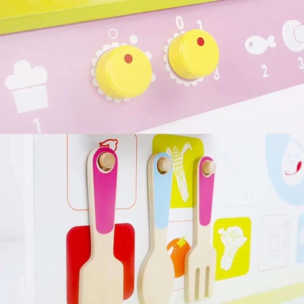 New Wooden Simulation Kitchen Gas Cooker Small Children Play House Educational Toy High-quality Wood Material About 1.65kg