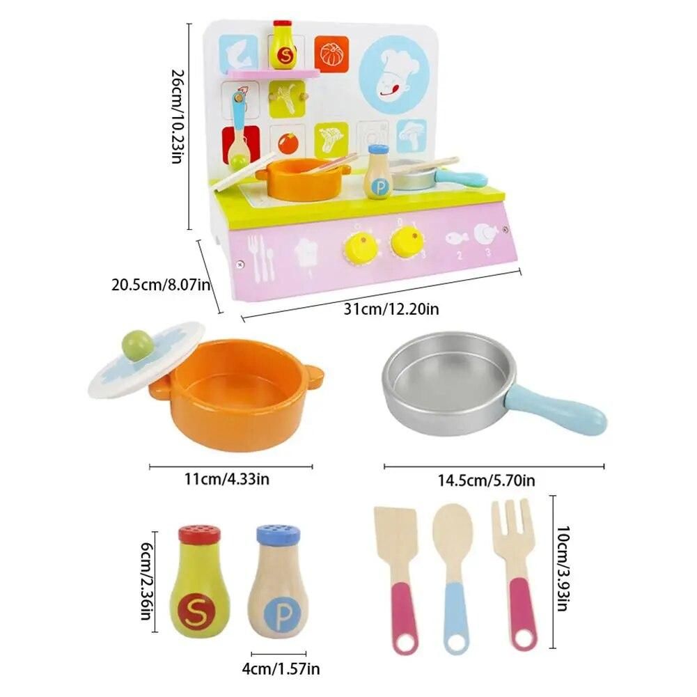 New Wooden Simulation Kitchen Gas Cooker Small Children Play House Educational Toy High-quality Wood Material About 1.65kg