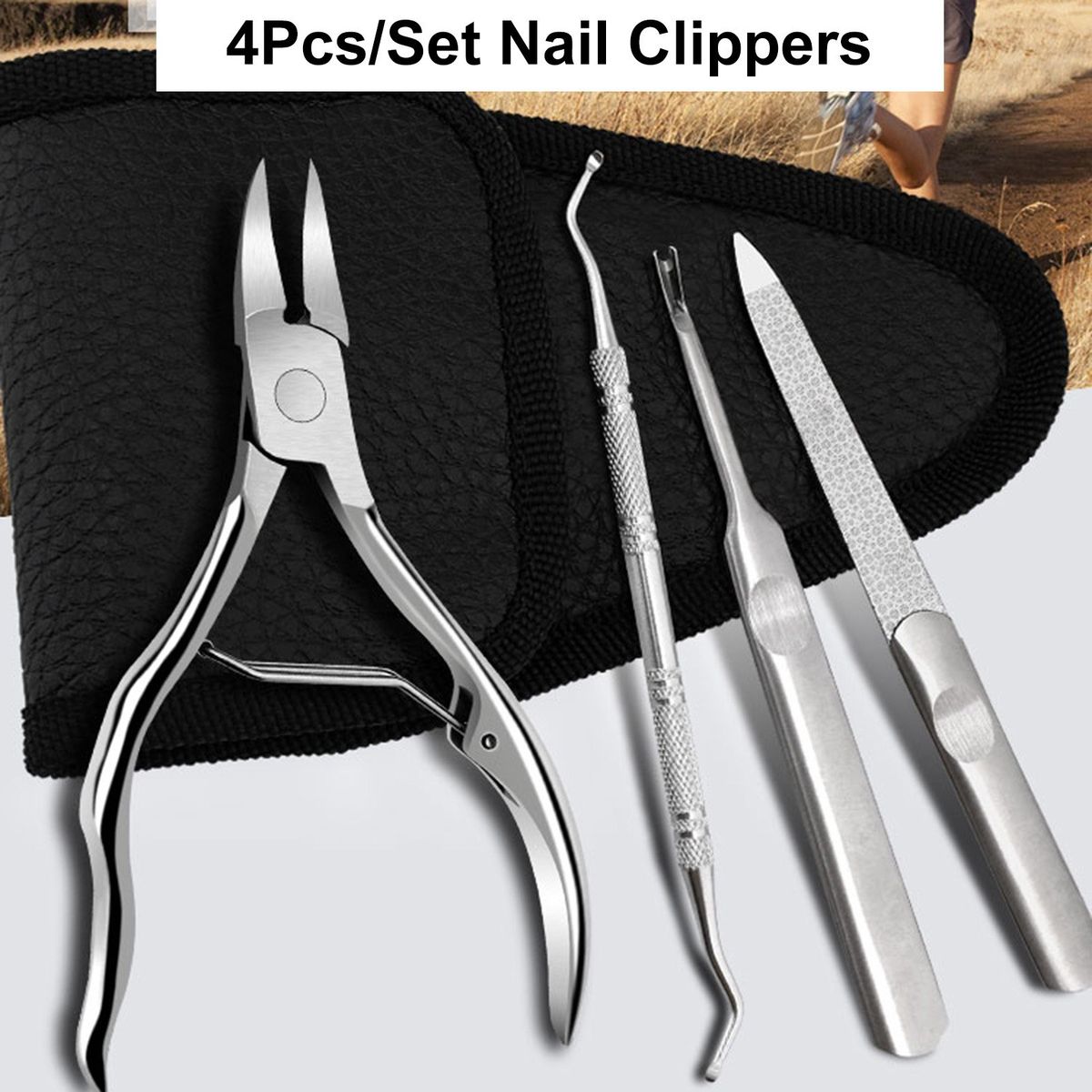 4pcs/set Nail Clipper Cutter Trimmer Grooming Kit Manicure Set Pedicure Toe Nail Art Tools Set Kits