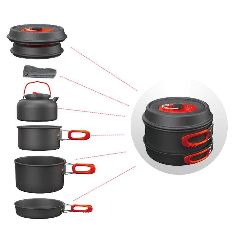 3-4 Person Cooking Pot Camping Cookware Outdoor Pots Frying Pan Kettle Kit Set