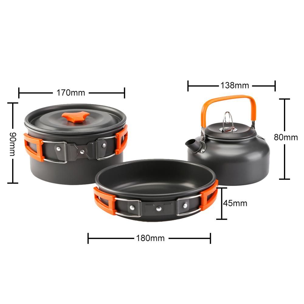 Portable Water Kettle Frying Pan Pot Travel Aluminum
