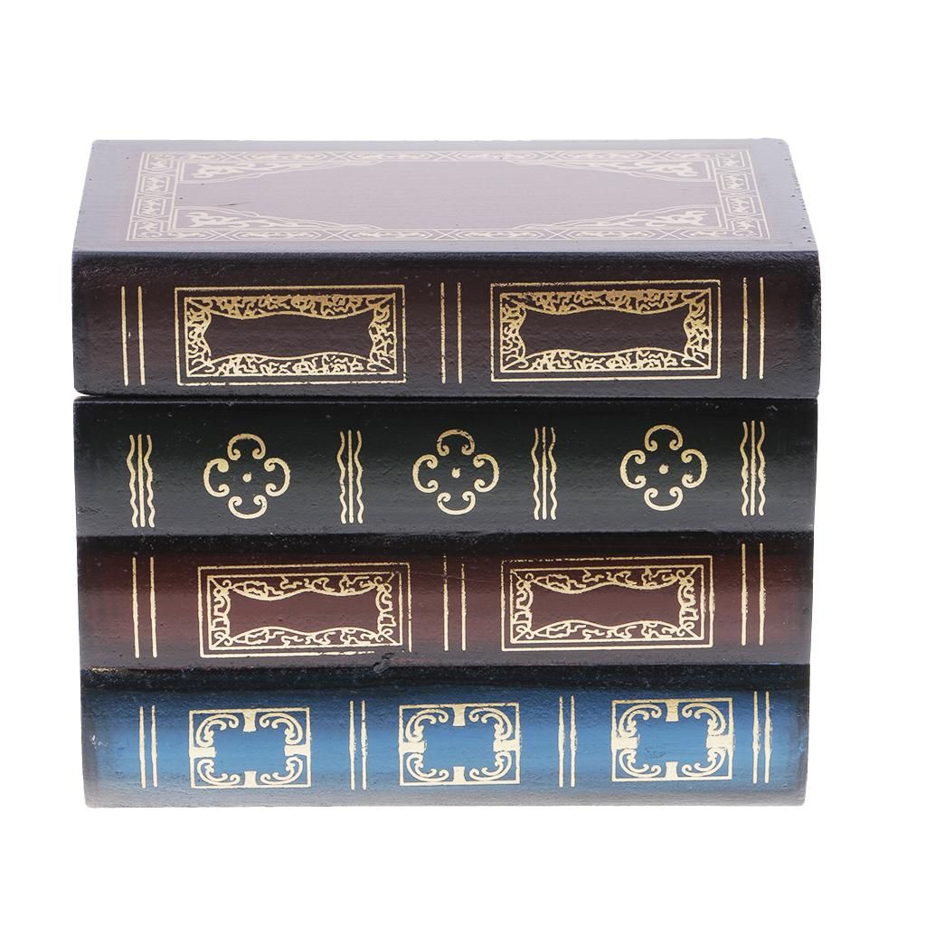 Antique Book Shaped Jewelry Display Box Home Storage Case Table S