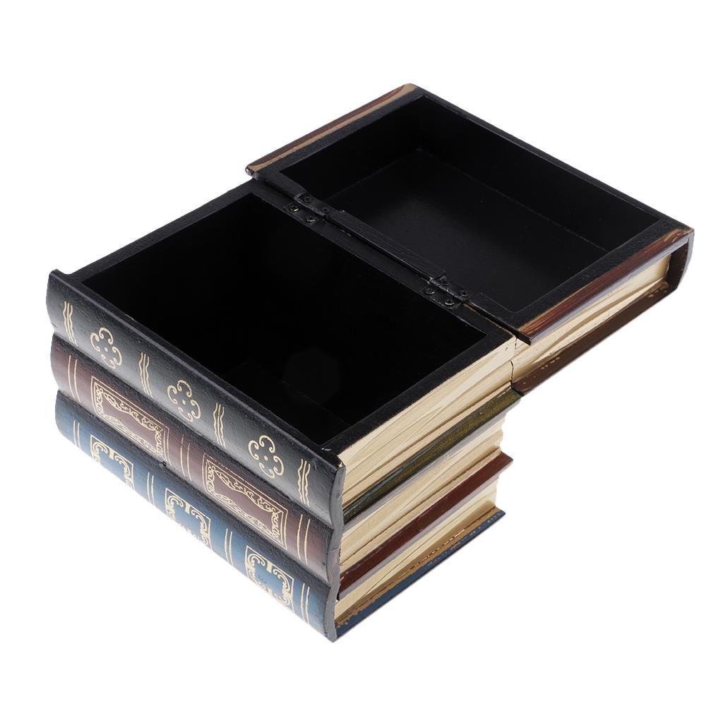 Antique Book Shaped Jewelry Display Box Home Storage Case Table S
