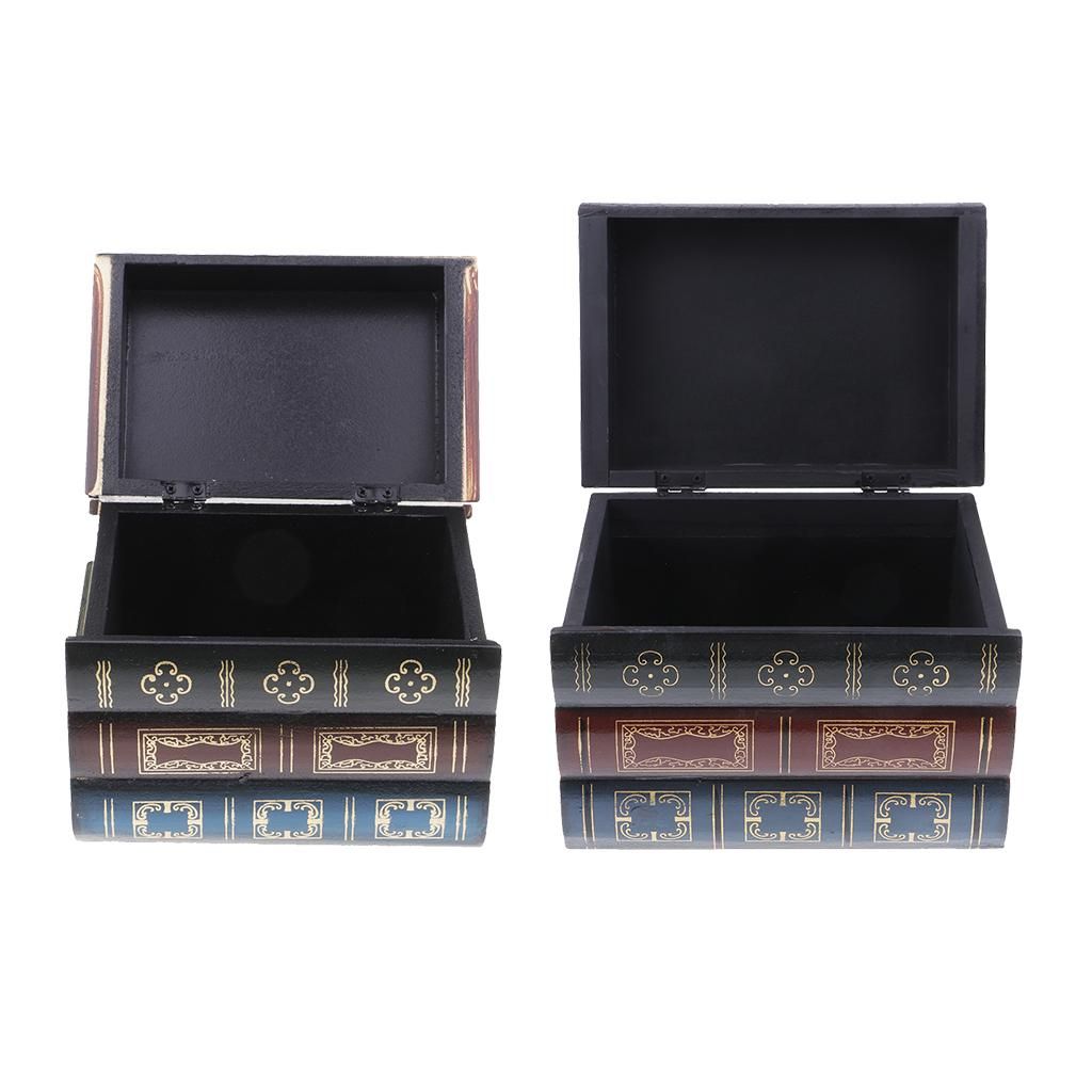 Antique Book Shaped Jewelry Display Box Home Storage Case Table S