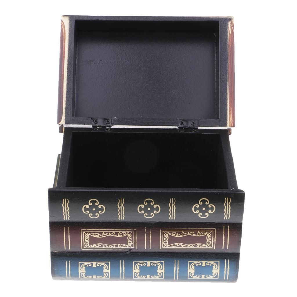 Antique Book Shaped Jewelry Display Box Home Storage Case Table S